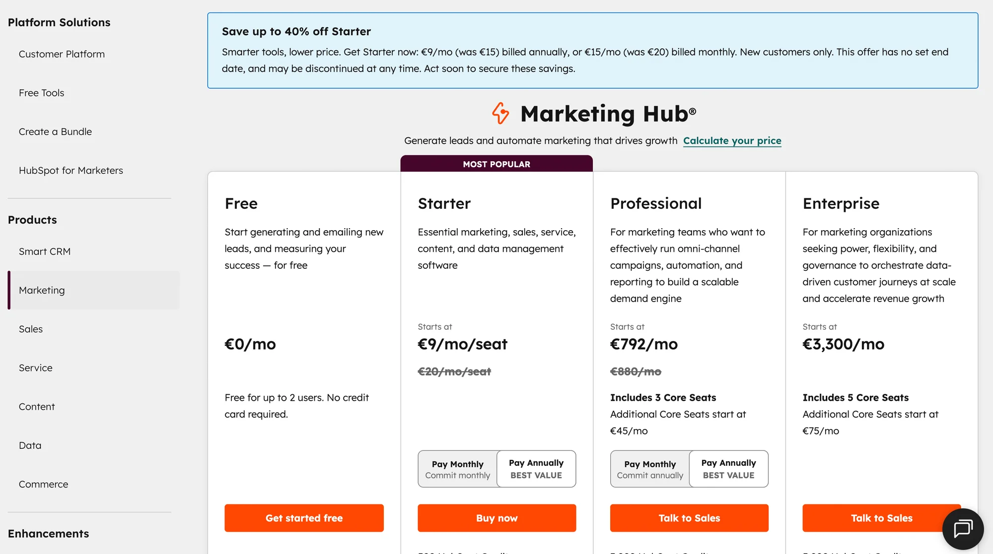 Hubspot pricing