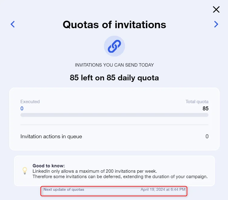 Quotas invitations LinkedIn Waalaxy