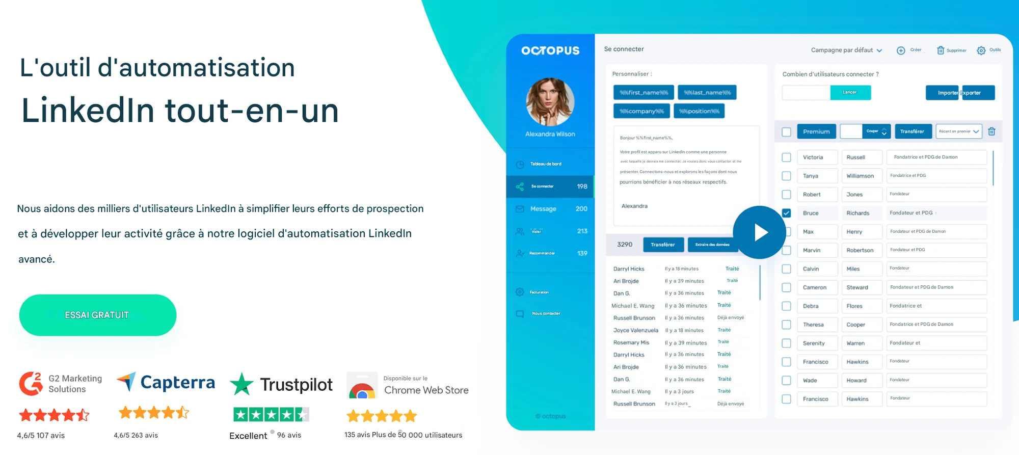 Dripify alternative Octopus CRM landing