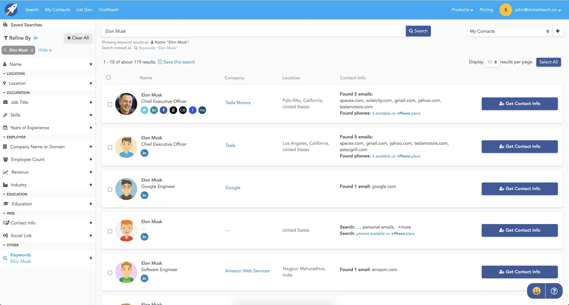 Leadiq alternatives RocketReach avis