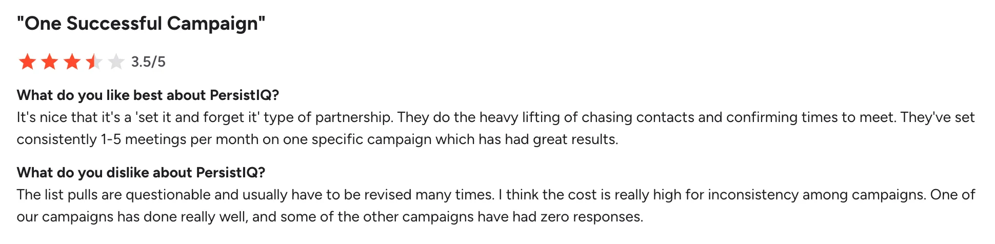 PersistIQ client reviews
