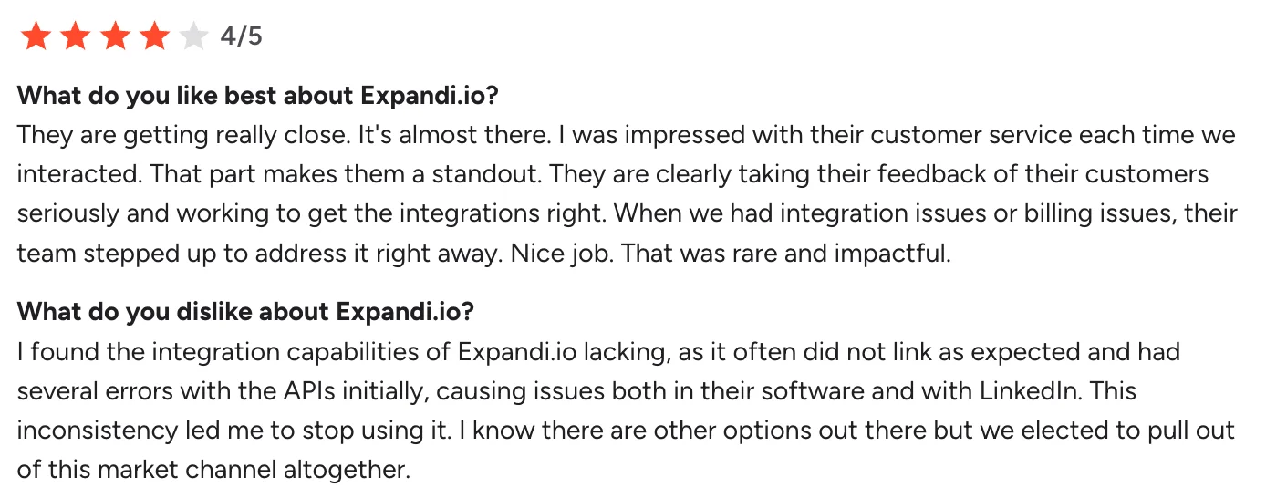 Expandi user reviews