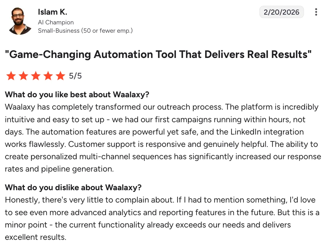 Waalaxy customer reviews