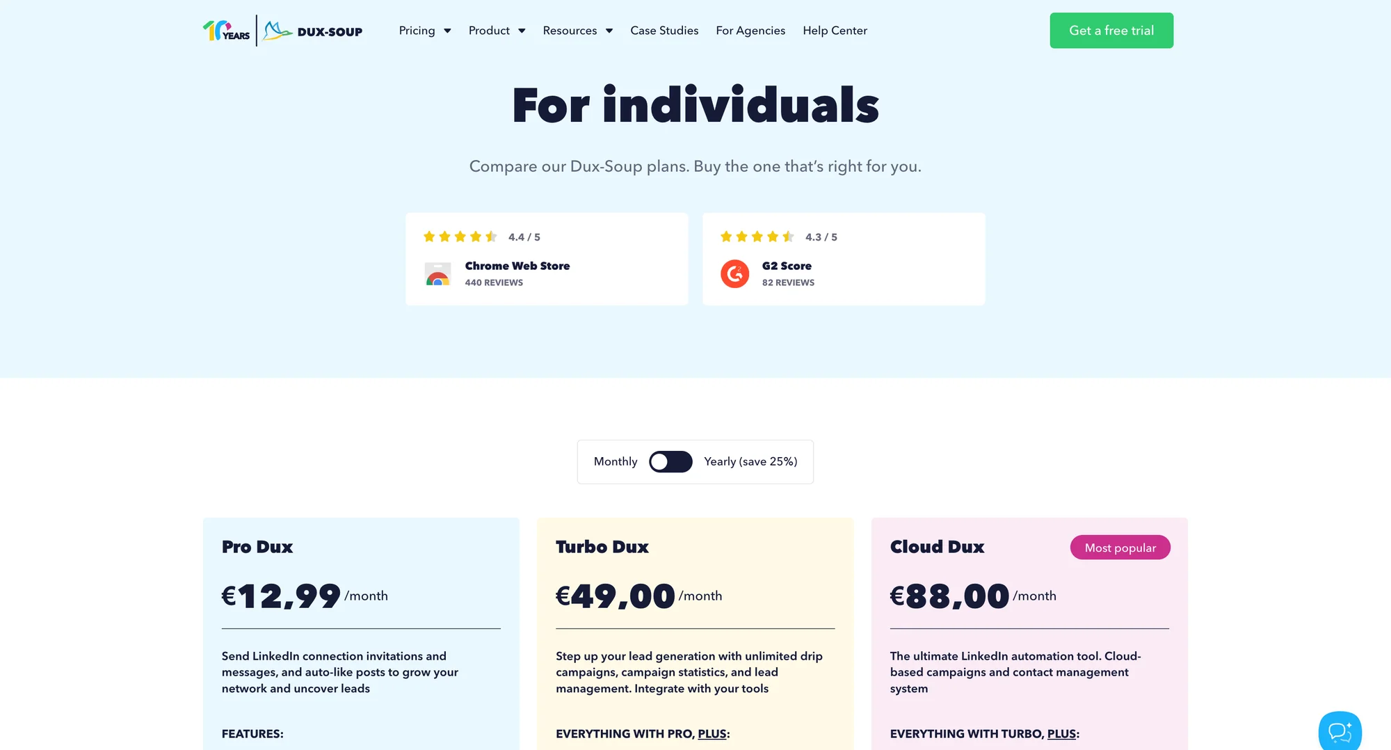Dux Soup pricing for individuals