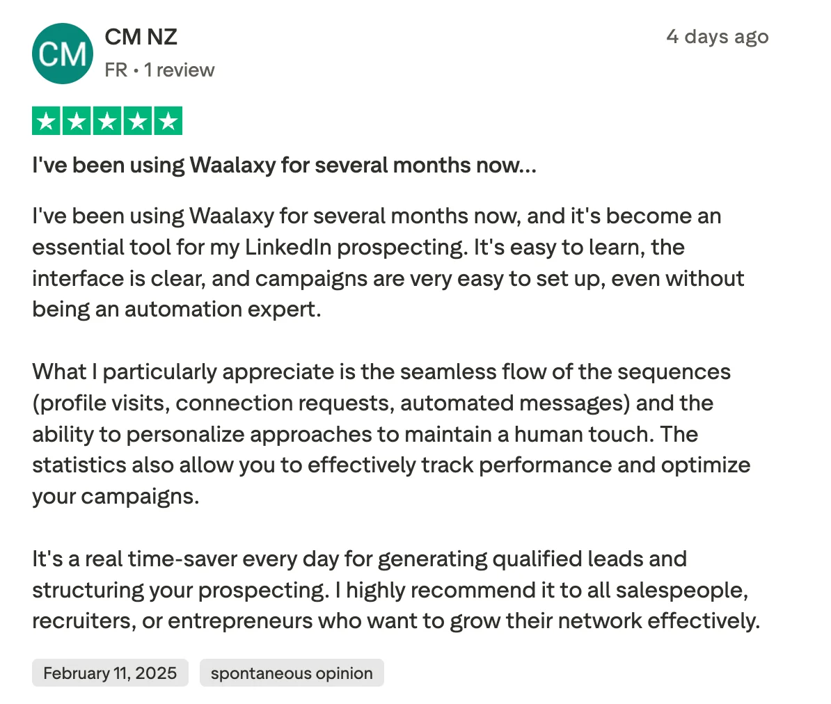 Waalaxy reviews