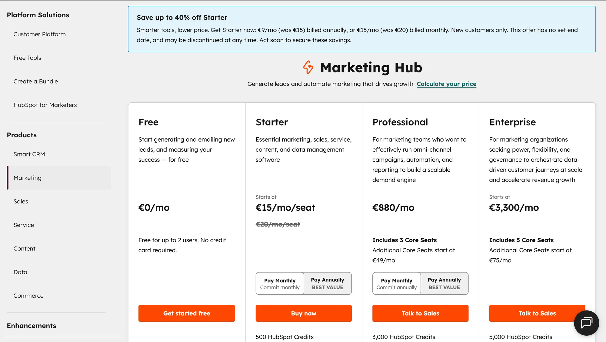 Hubspot pricing