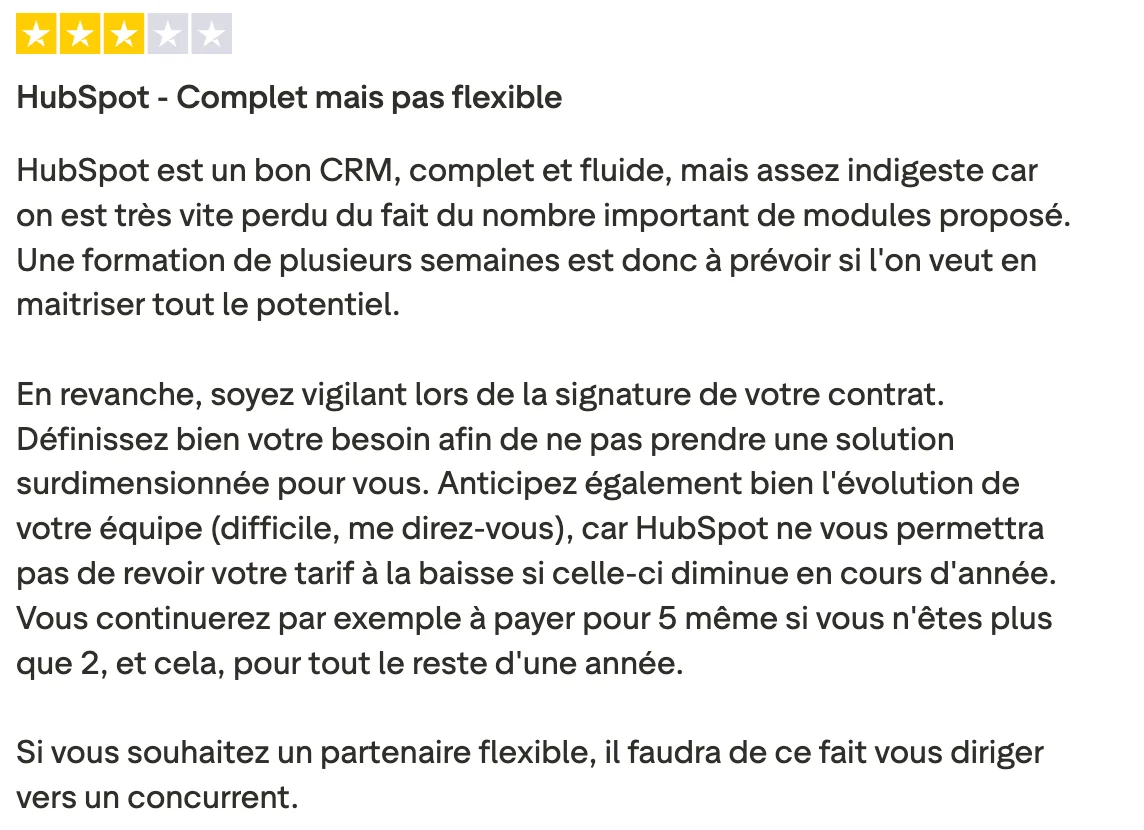 Hubspot avis utilisateur