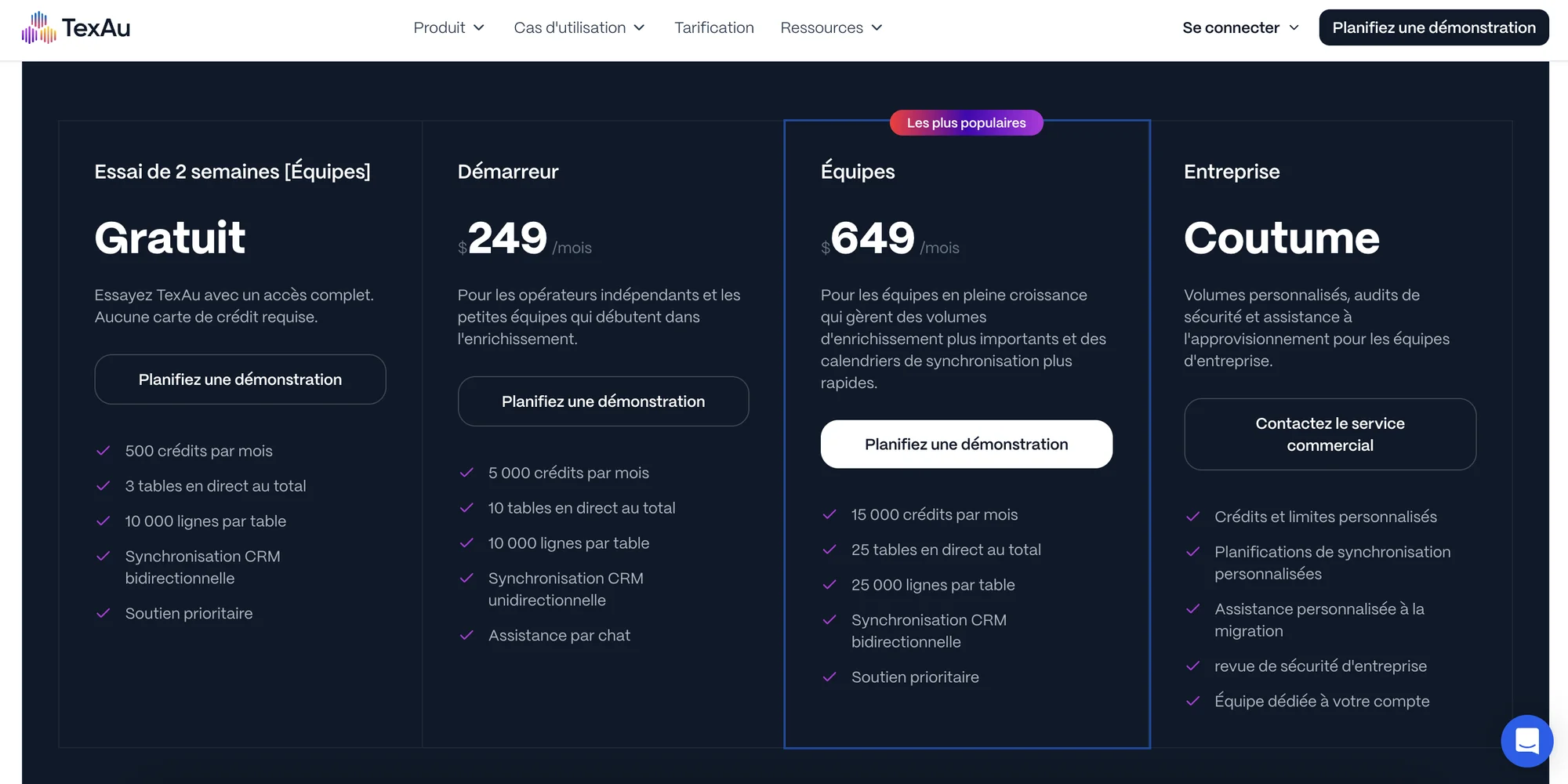 Tarif de texAU