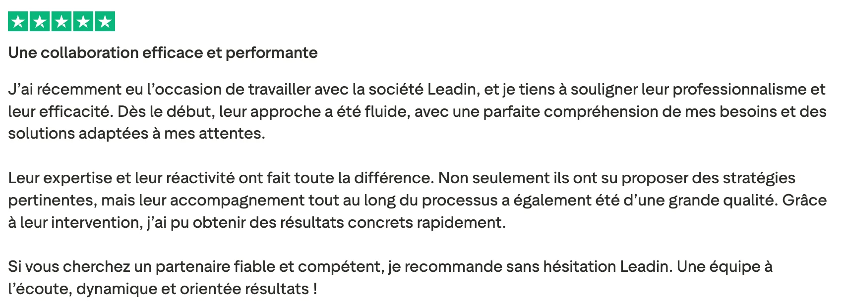 avis utilisateur leadin