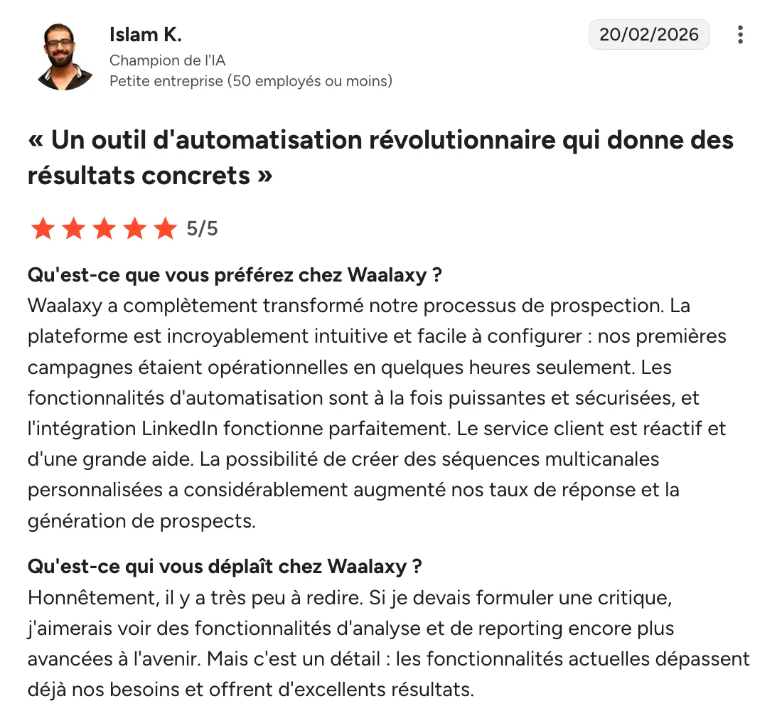 Waalaxy avis client
