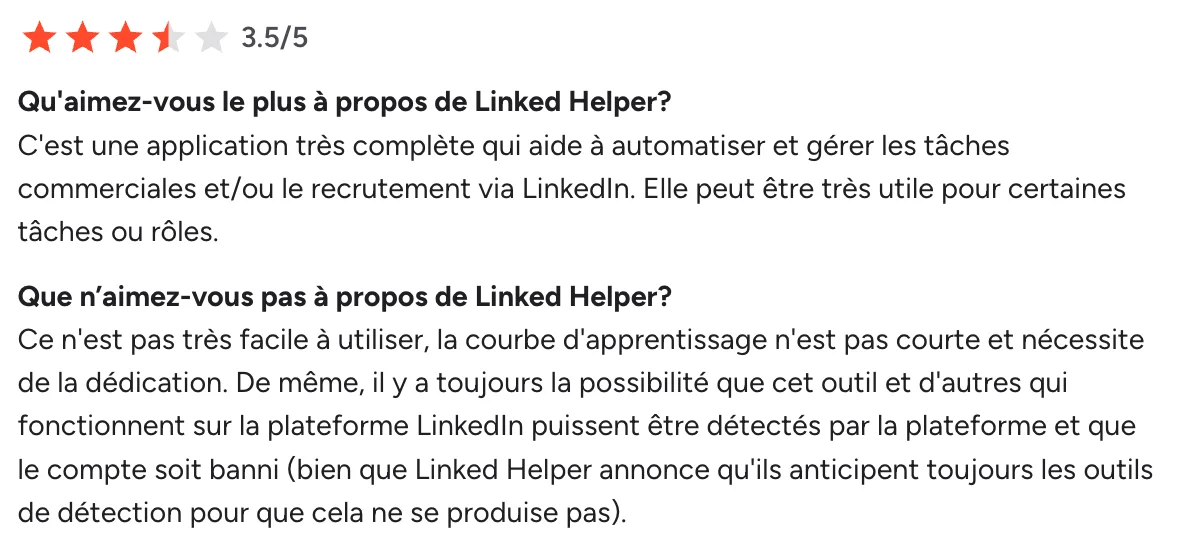 LinkedHelper avis client