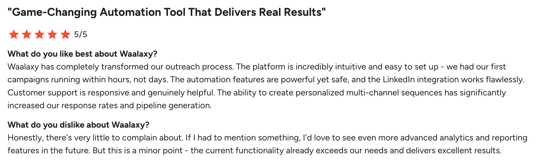 Waalaxy customer reviews