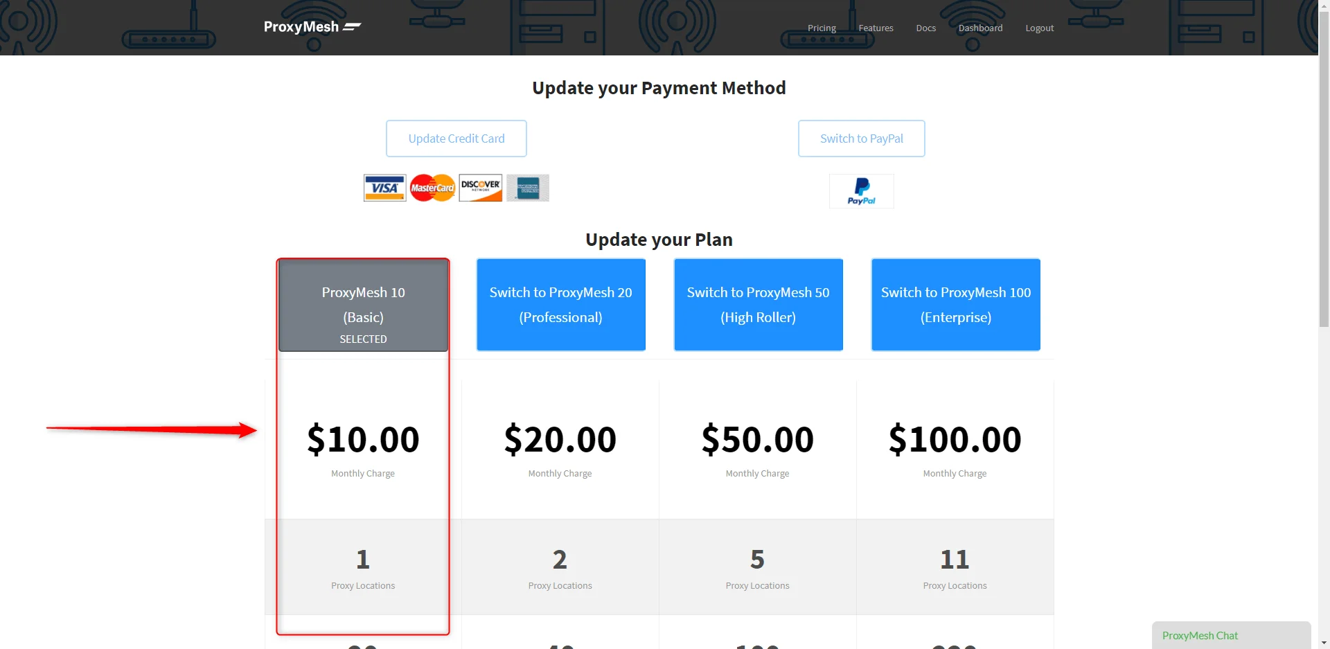 Proxymesh pricing plans comparison