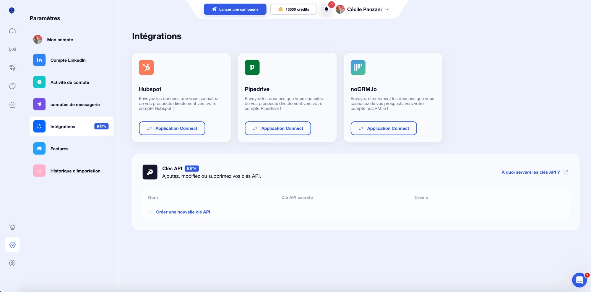 Intégration outils Waalaxy