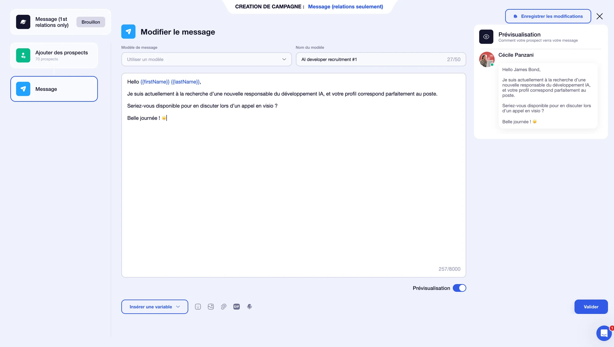 Prévisualiser ses messages avec waalaxy