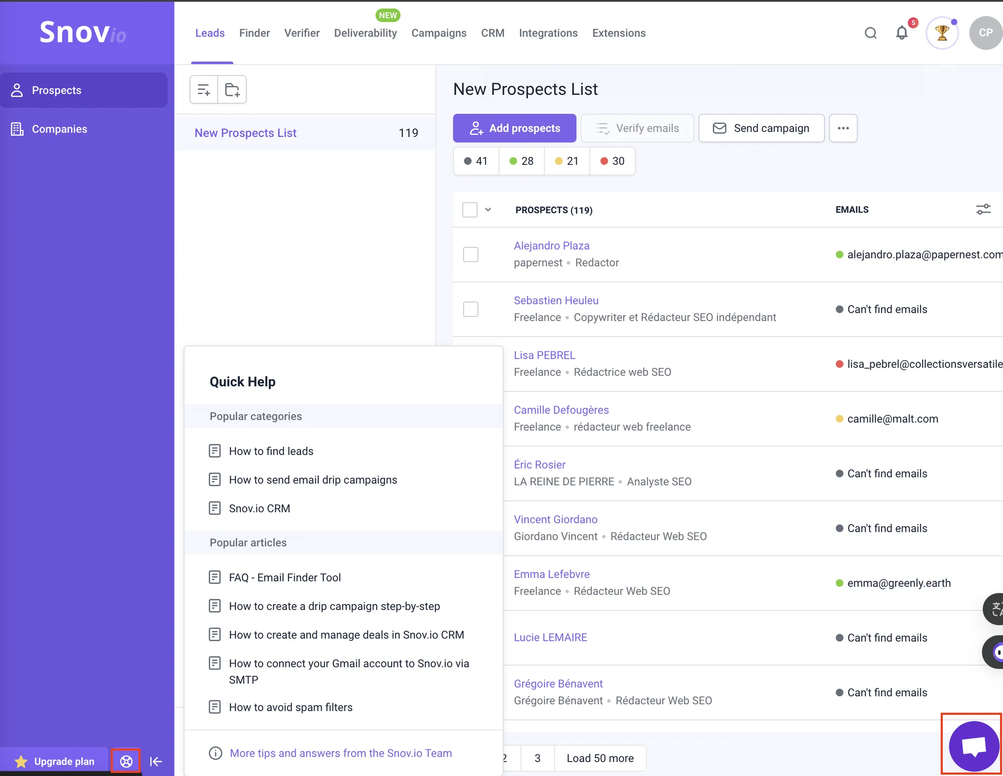Snov.io quick help