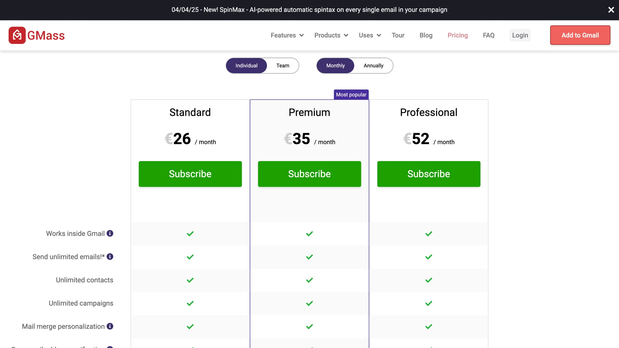 gmass price