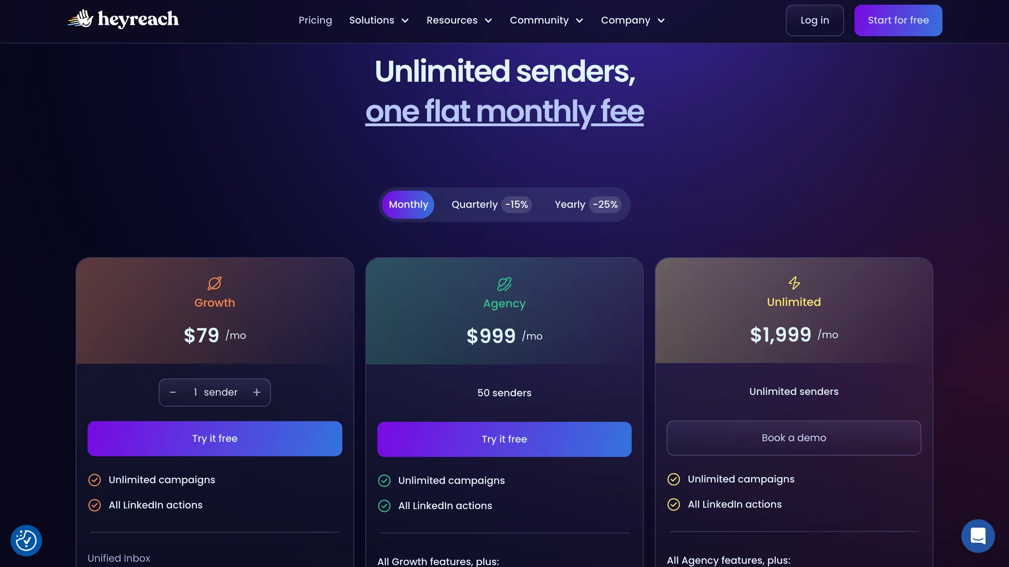 Heyreach monthly fee
