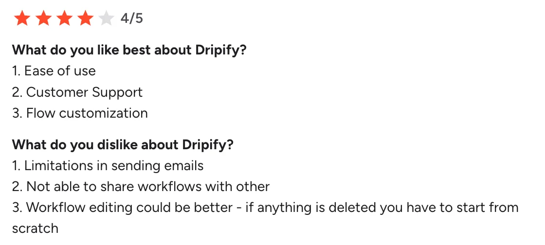 Dripify customer review