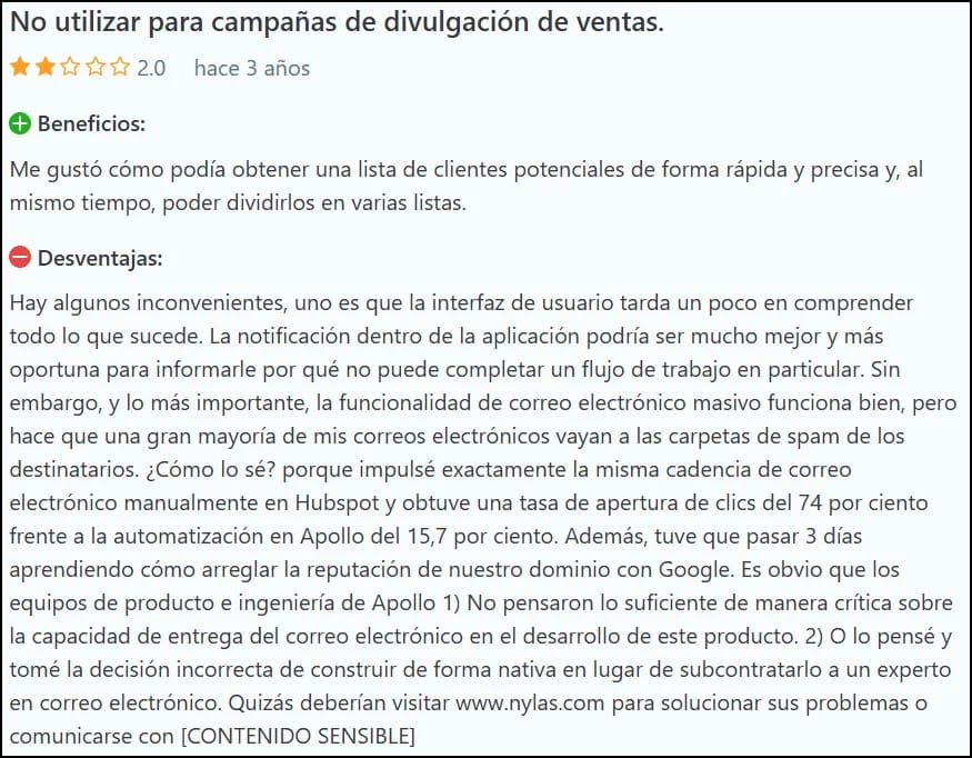 opiniones de clientes de apollo.io