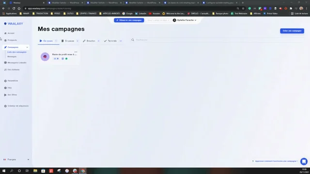 Interface Waalaxy gestion des campagnes de prospection