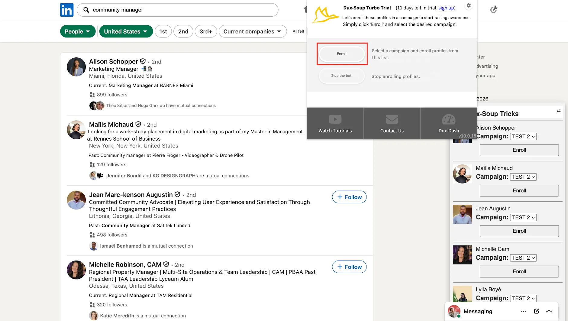 Retrieve leads from LinkedIn with Dux-Soup