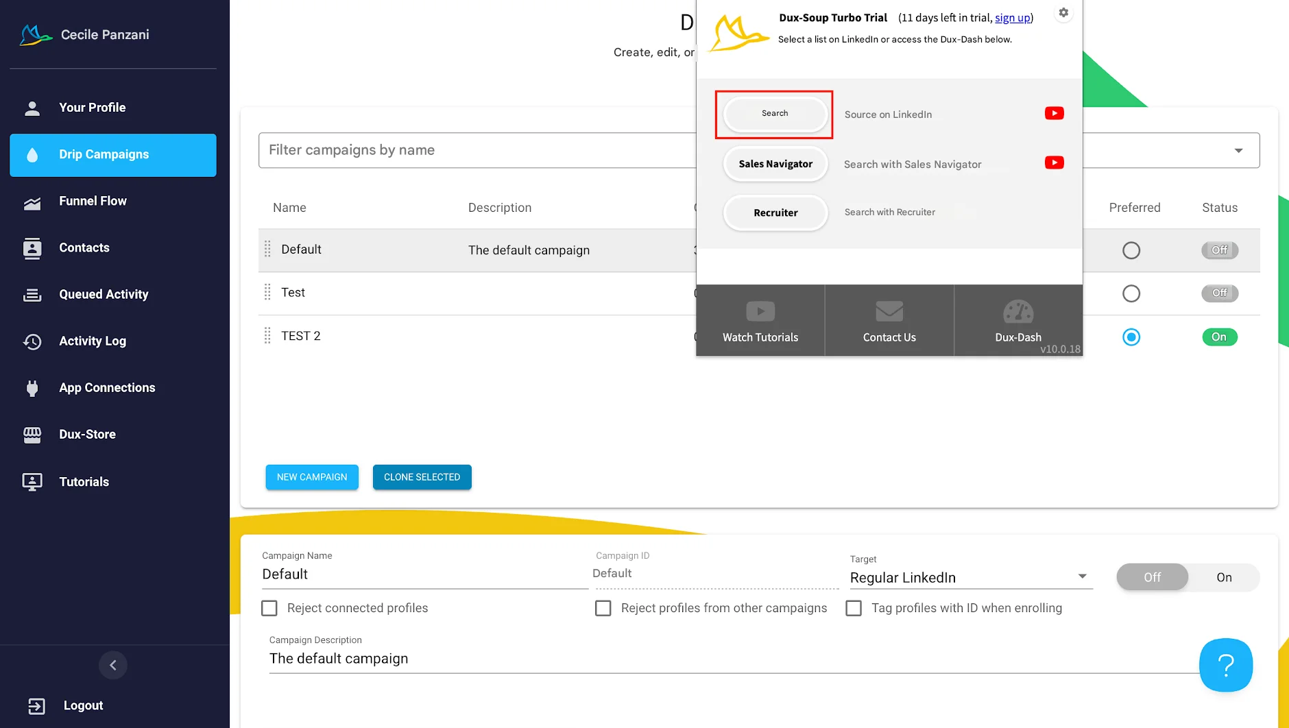 add prospect from LinkedIn in your dux-soup campaigns