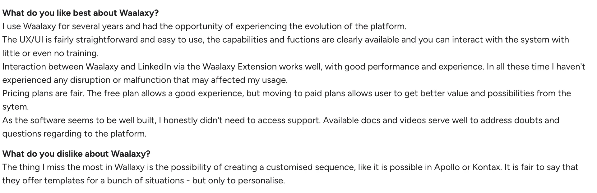 Waalaxy customer reviews