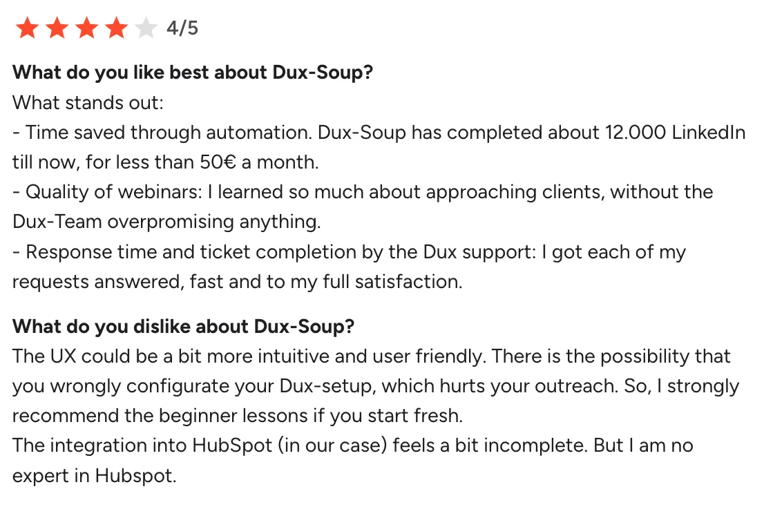 dux-soup customer reviews