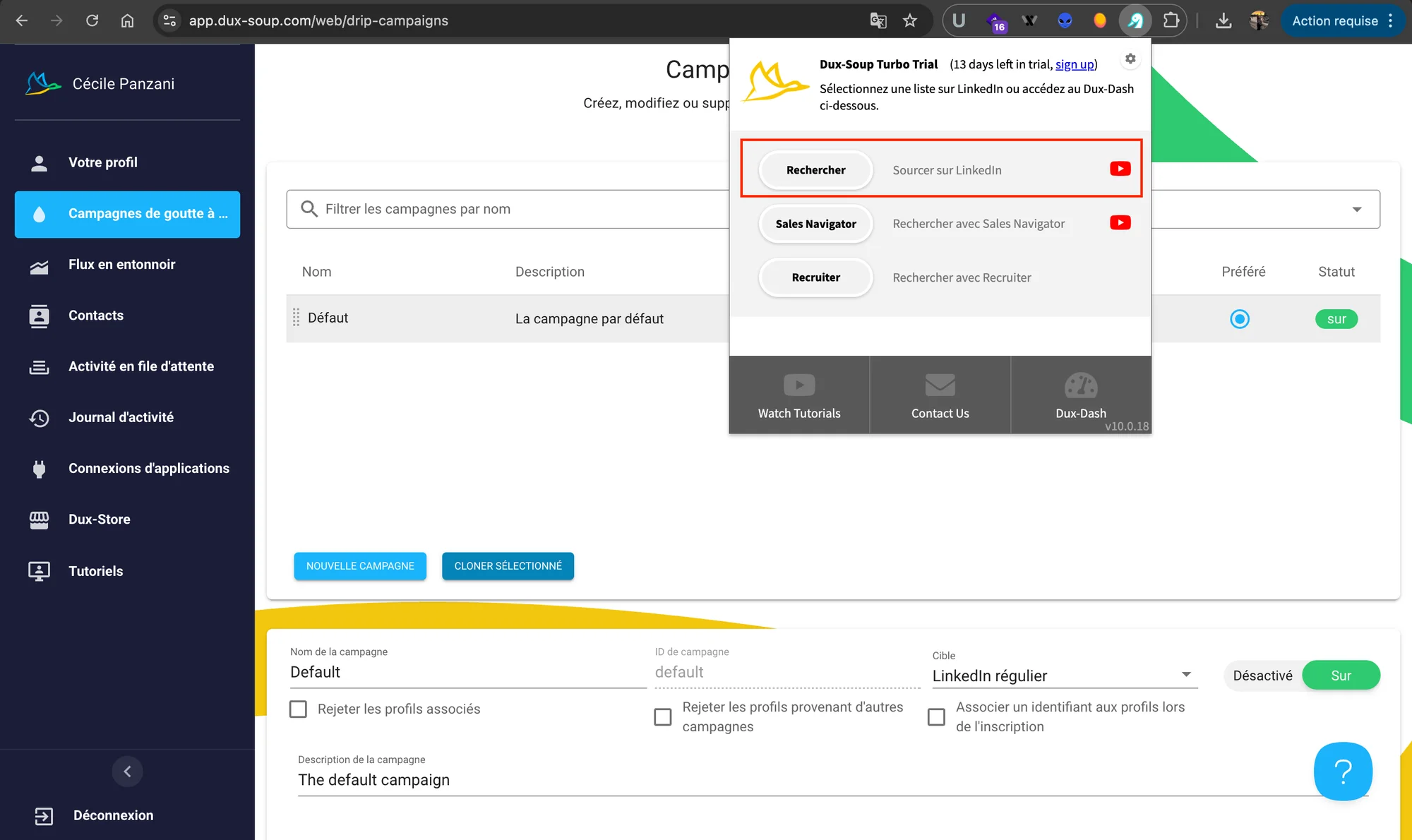automatisation LinkedIn avec dux-soup