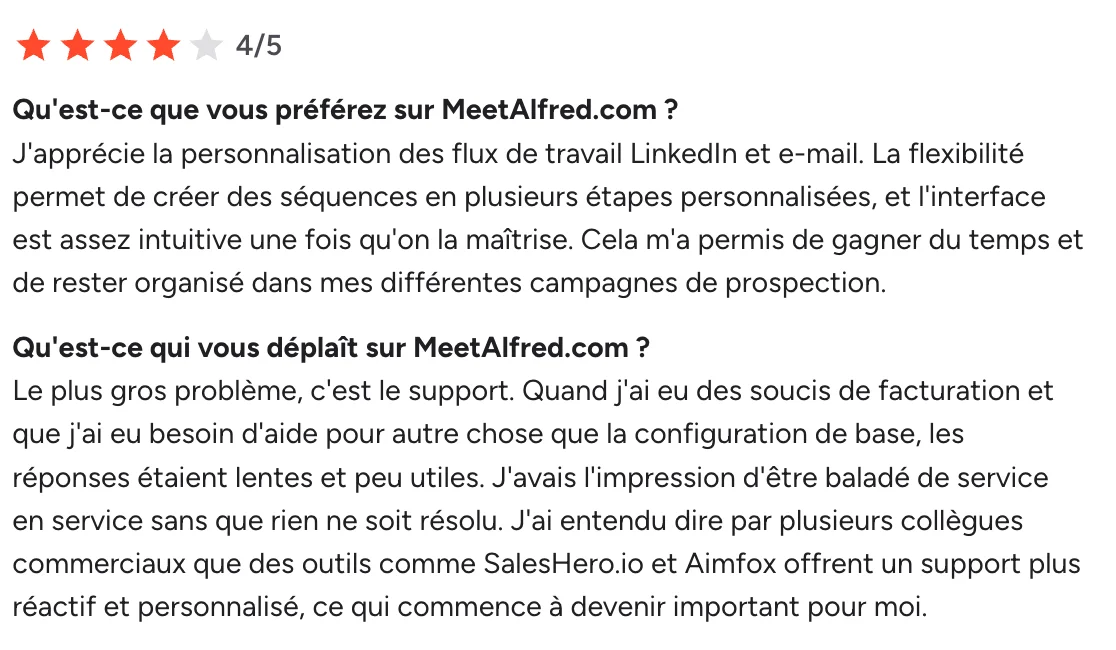 Avis client Meet alfred