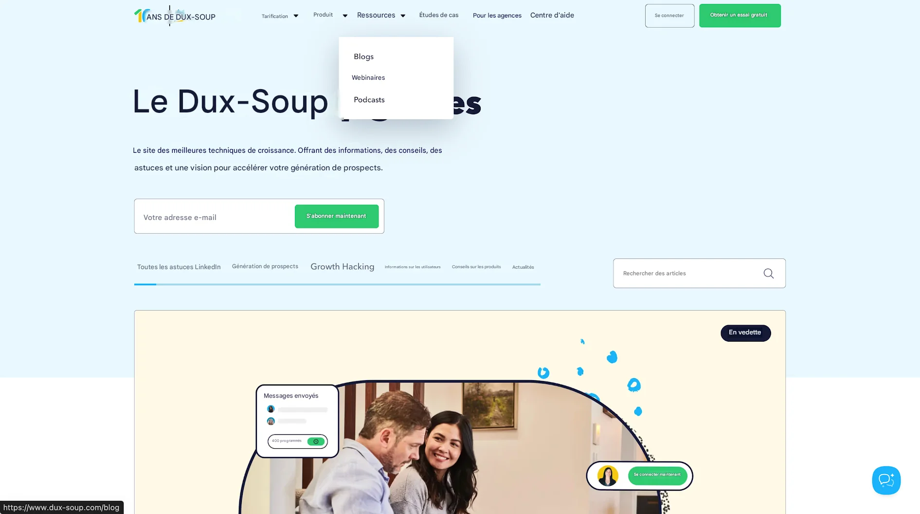 ressources sur le site de Dux-soup