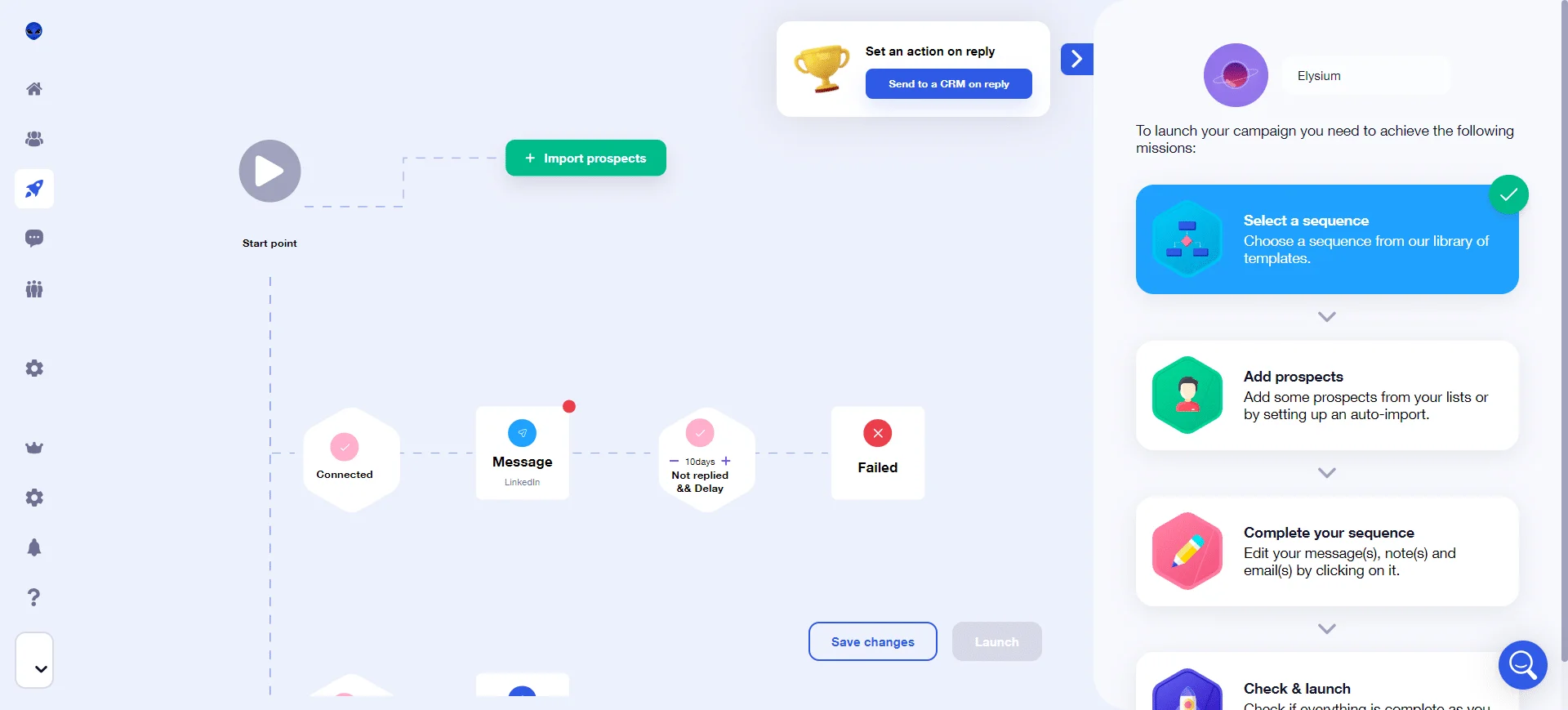 Waalaxy campaign sequence builder LinkedIn