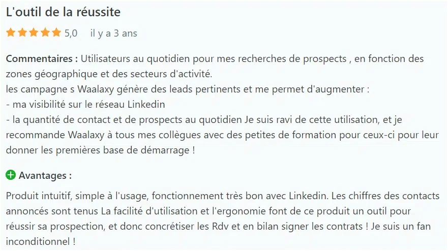 Avis clients Waalaxy