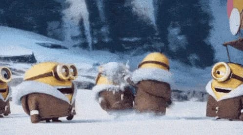 Minions dans la neige hiver