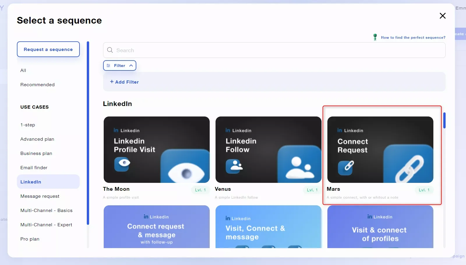 Séquence demande connexion LinkedIn Waalaxy