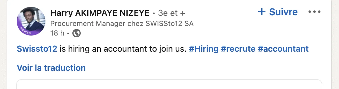 Swissto12 offre emploi comptable LinkedIn