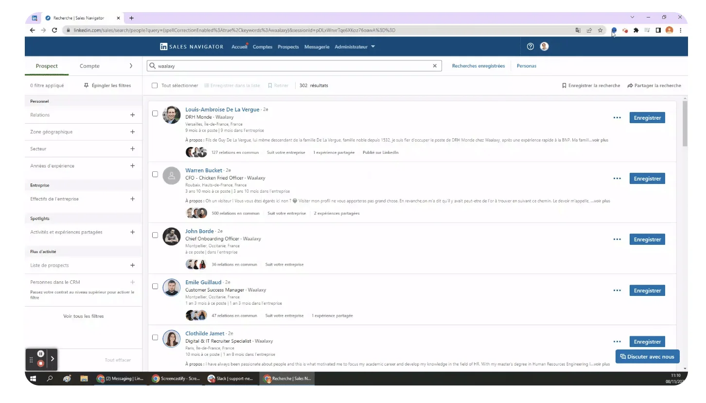 importer liste depuis sales et scraper LinkedIn