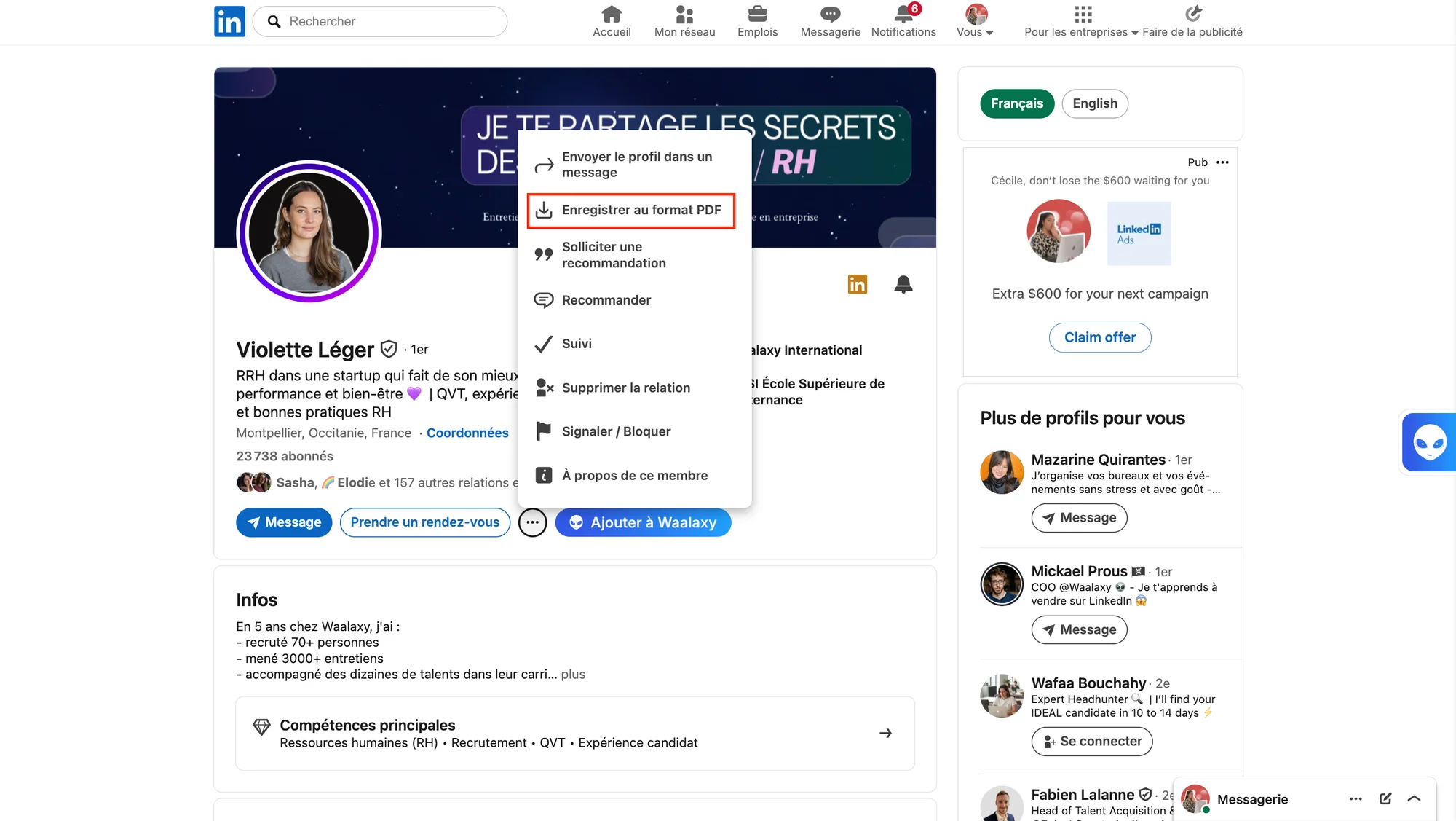 Exporter un CV LinkedIn