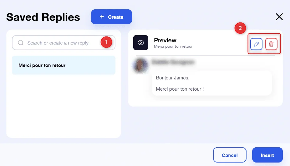 Interface réponses enregistrées Waalaxy