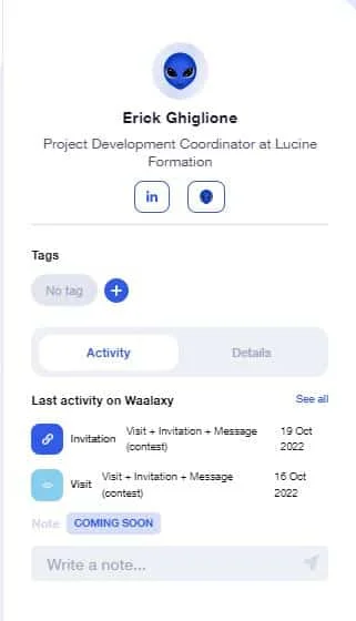 Profil Waalaxy coordinateur développement projet