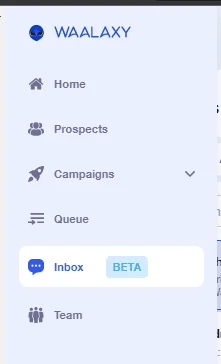 Menu navigation Waalaxy prospection