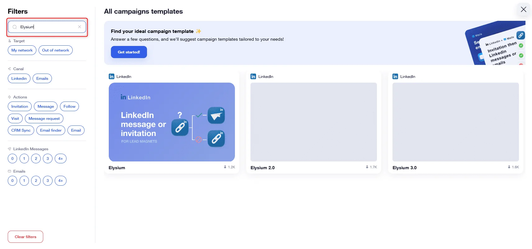 Templates campagne LinkedIn Waalaxy