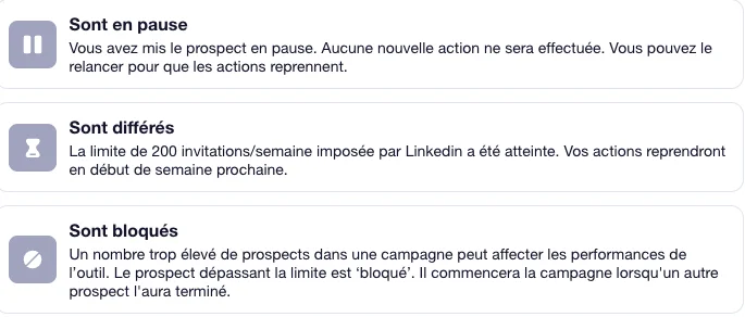 campagne Waalaxy prospects à l'arrêt