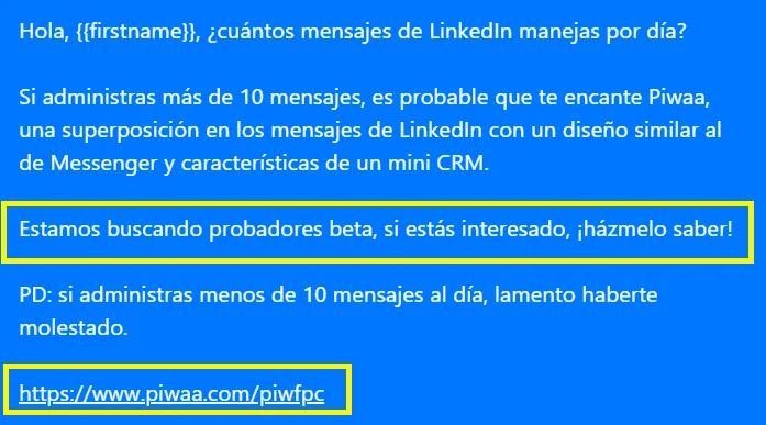 Piwaa límite de mensajes LinkedIn diarios