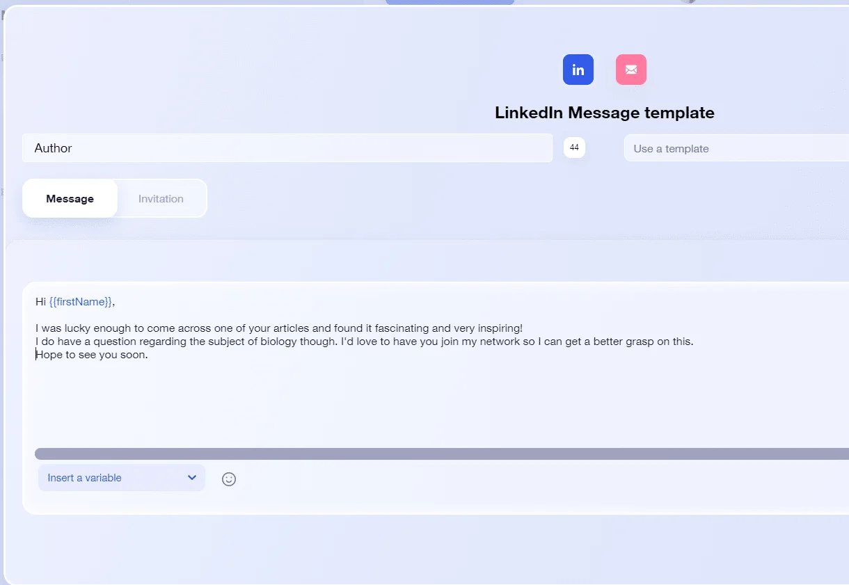 author-linkedin-connection-message-template