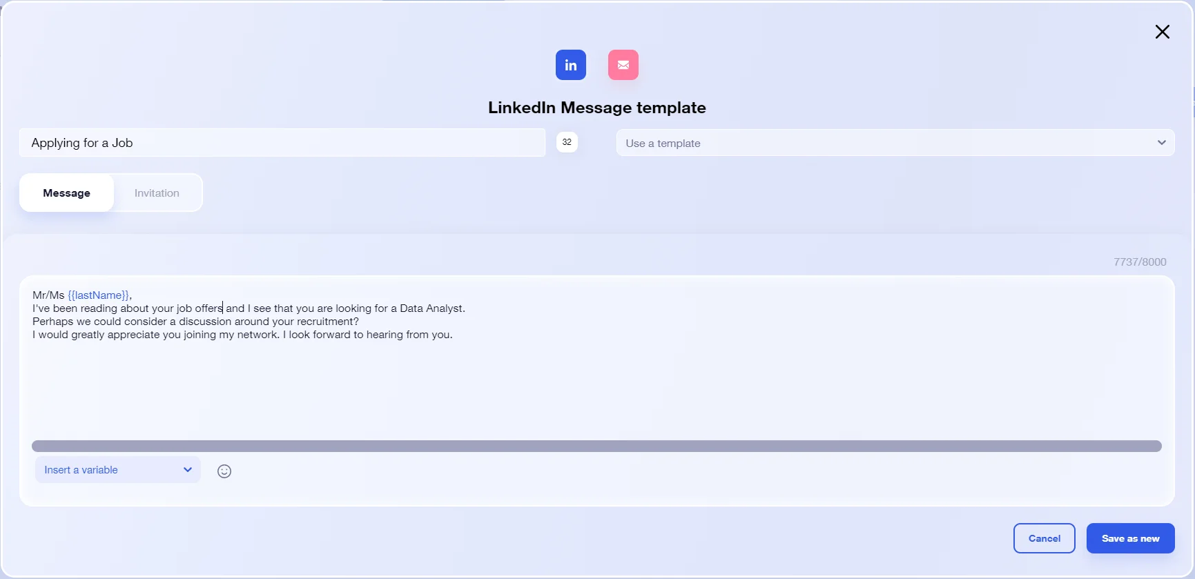 job-linkedin-connection-message-template