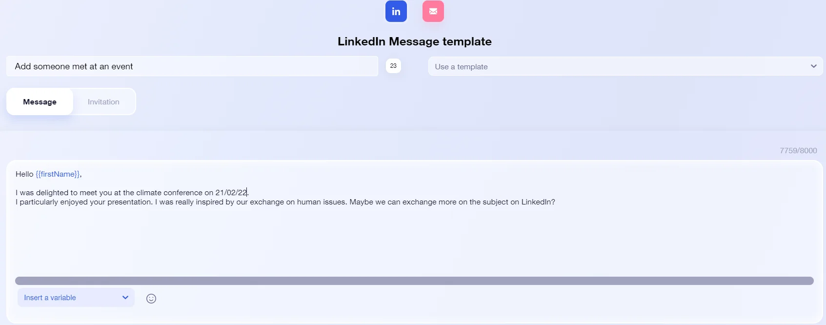 event-linkedin-connection-message-template