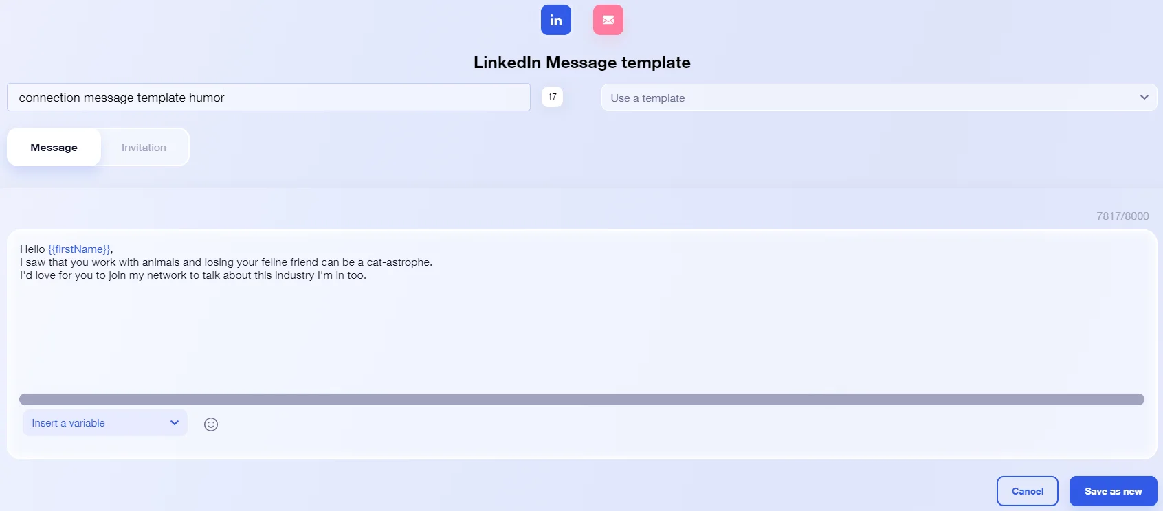 humor-connection-message-template