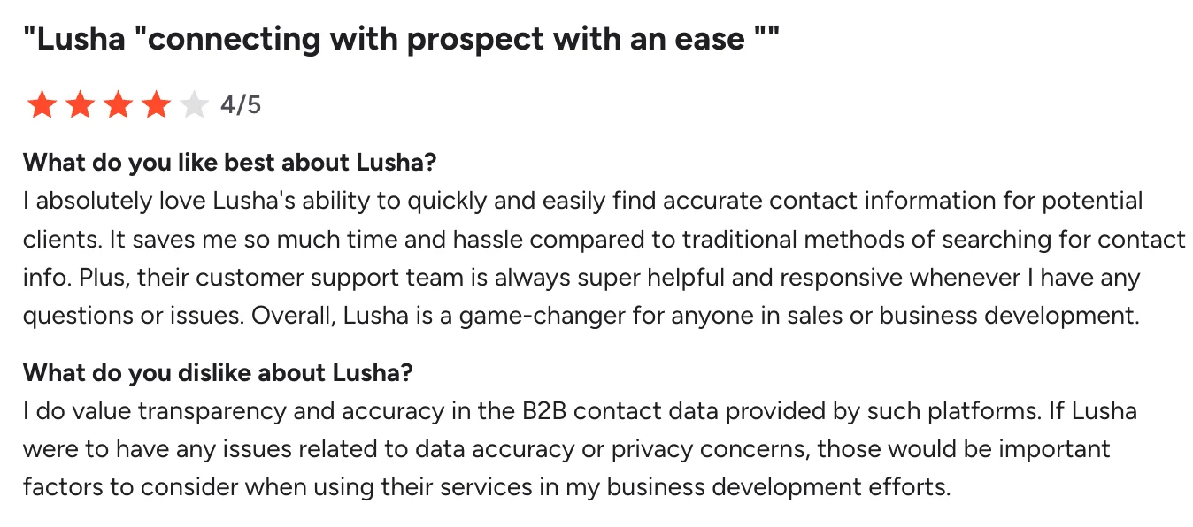 Lusha customer reviews